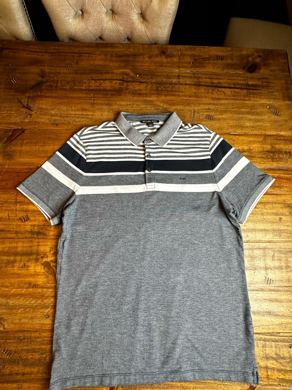 Michael Kors Gray Striped Polo Shirt